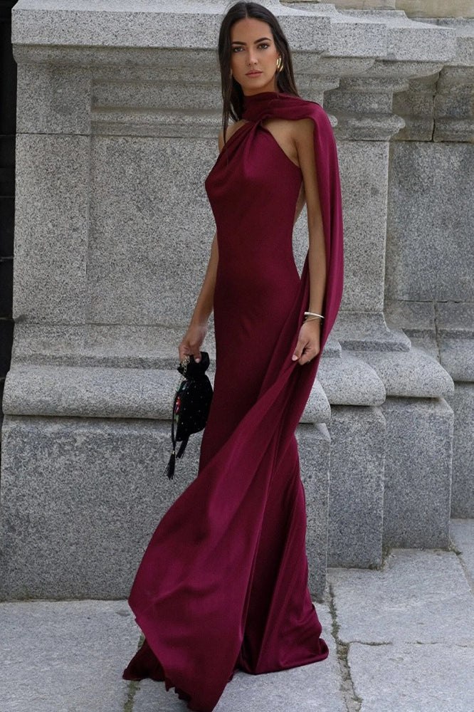 Backless Tie Detail Bodycon Prom Dress
