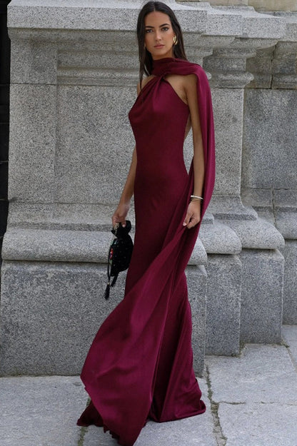 Backless Tie Detail Bodycon Prom Dress