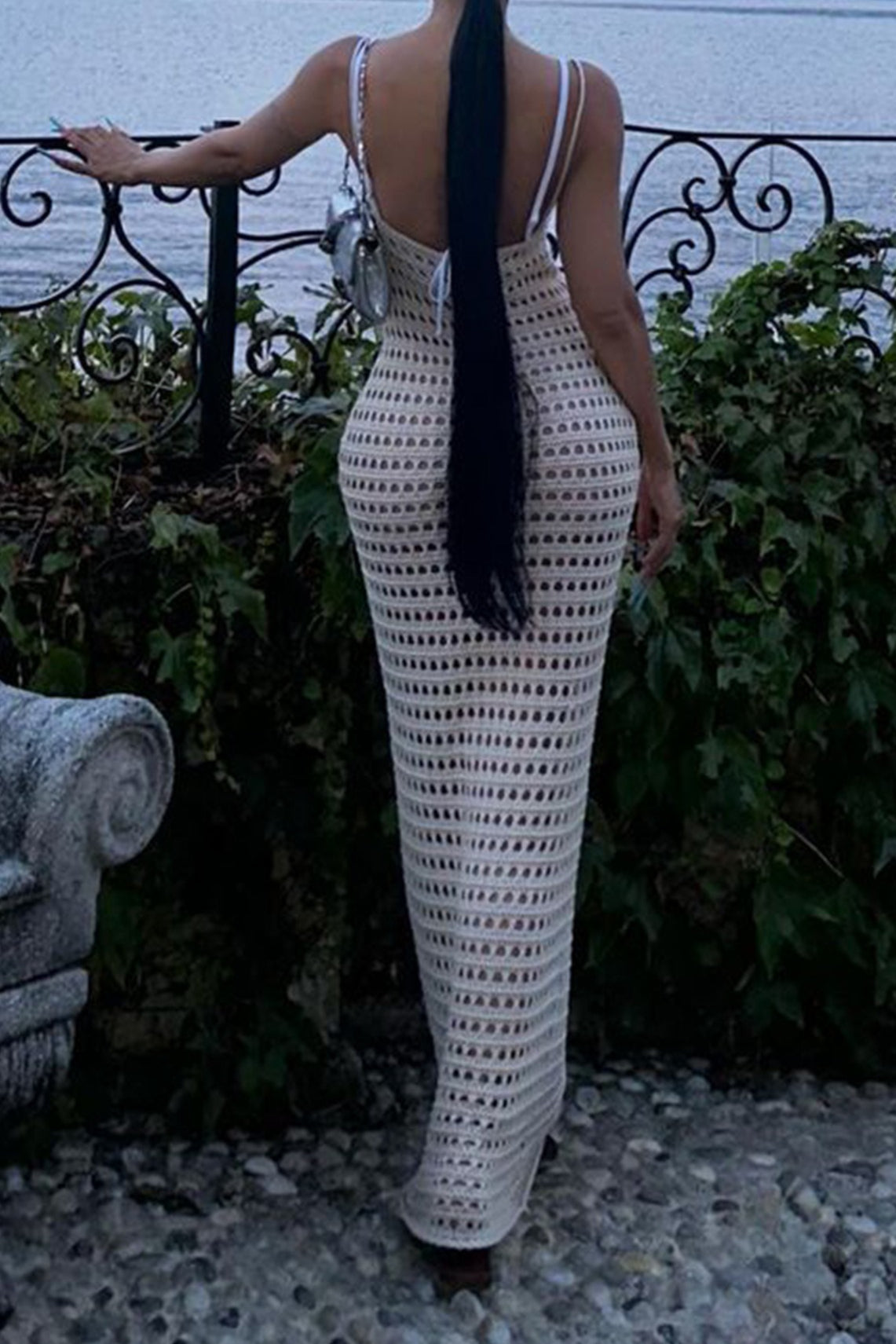 Hollow Out Knit Loose Dress Swim Cover Up
