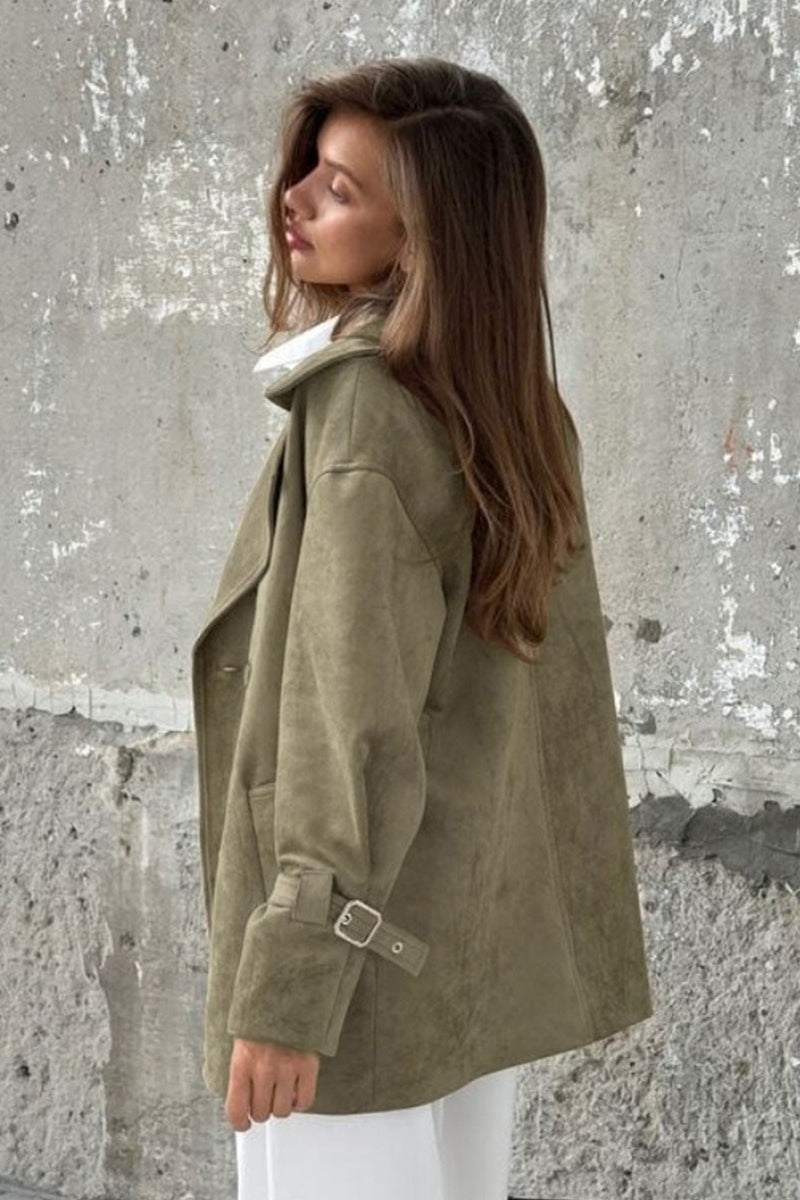 Vintage Suede Notch Collar Coat