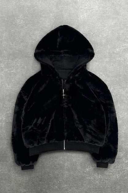 Reversible Leopard Lined Zip Up Hoodie
