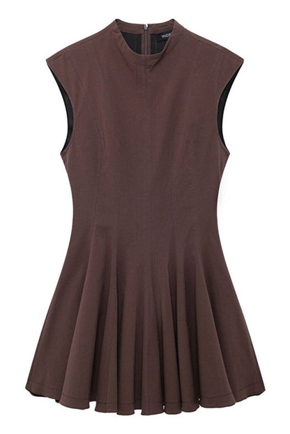 Sleeveless Mock Neck Fit and Flare Mini Dress