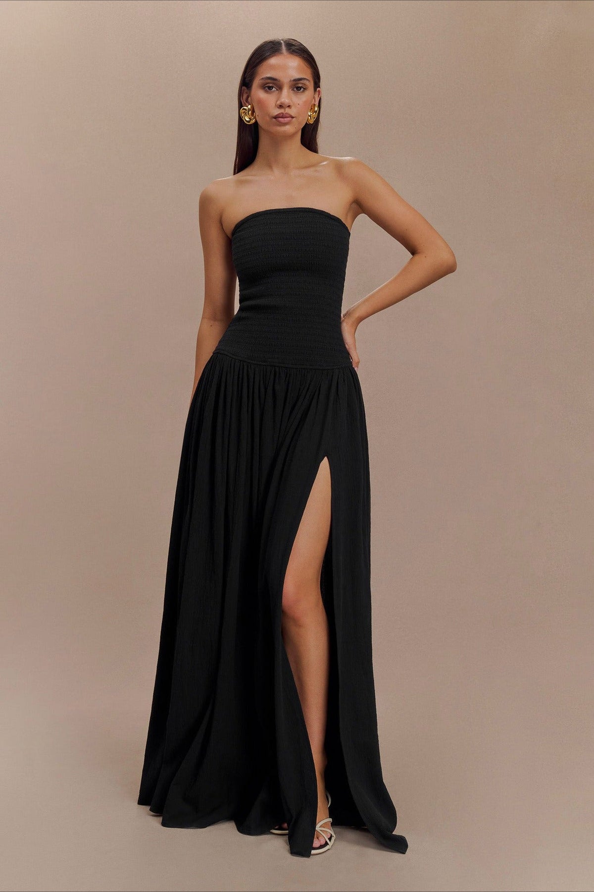 Solid Color Sleeveless Backless Ruched Corset Maxi Prom Dress