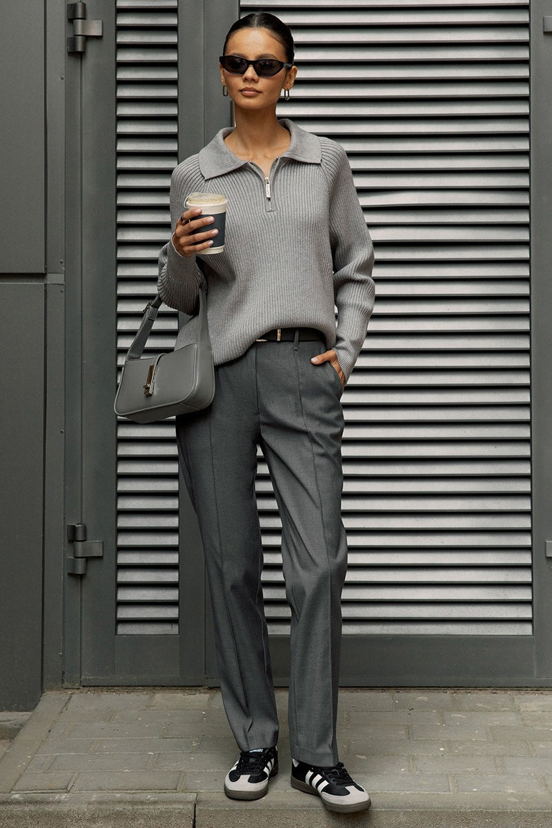 Polo Collar Knit Pullover Sweater