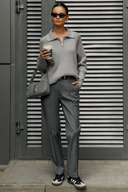 Polo Collar Knit Pullover Sweater