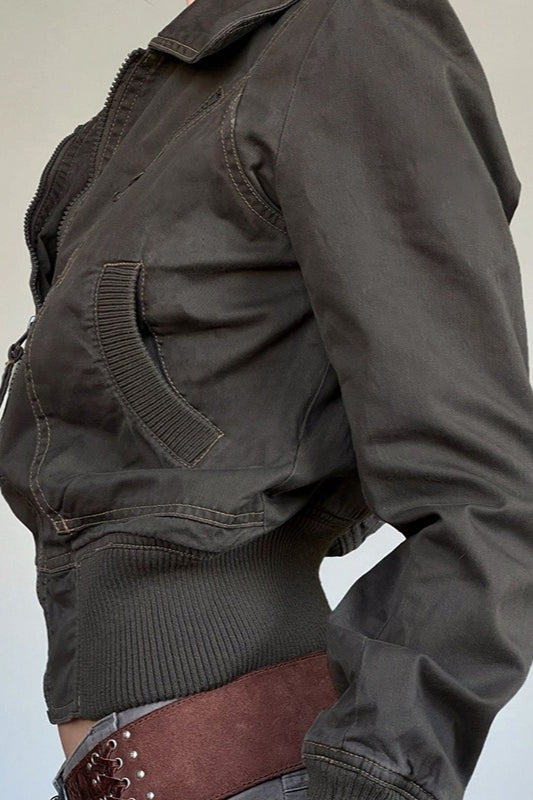 Retro Notch Collar Belted Jacket