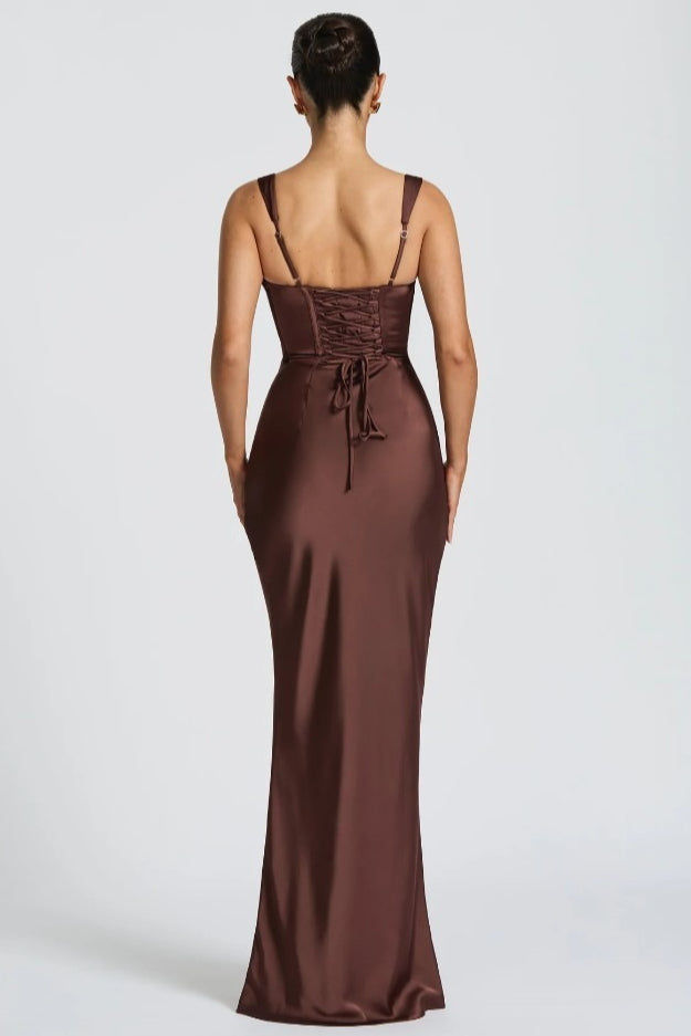 Square Neck Tie Waist Bodycon Mermaid Prom Dress