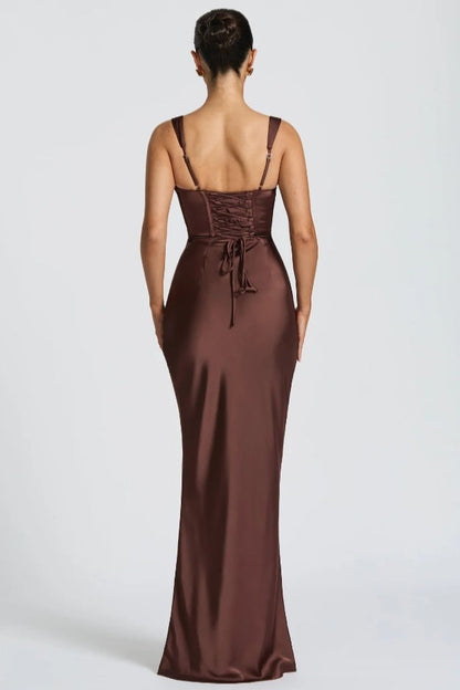 Square Neck Tie Waist Bodycon Mermaid Prom Dress