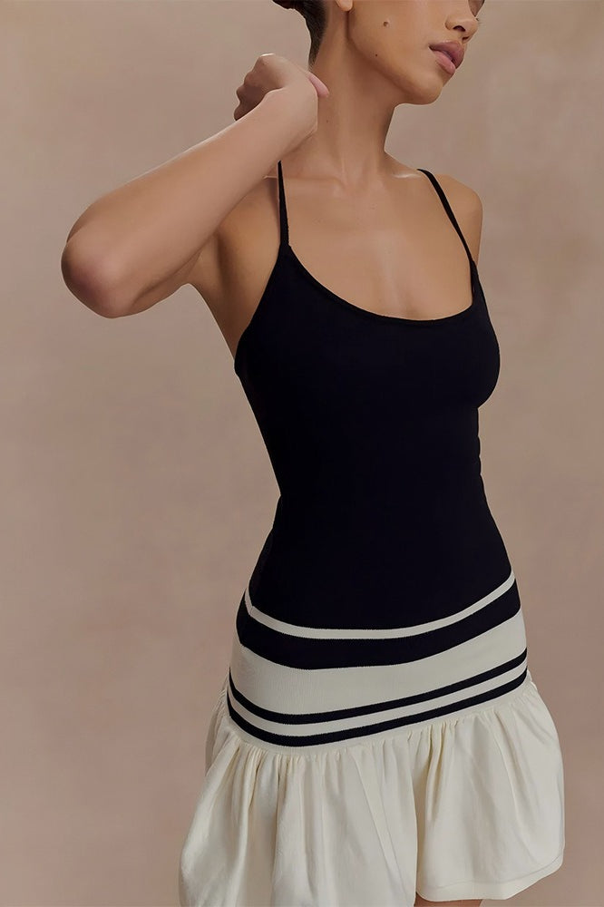 Color Block Strapless Bodycon Mini Dress