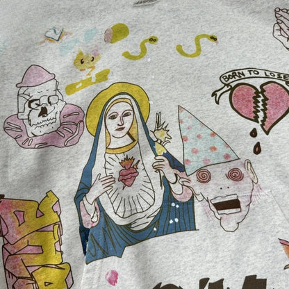 Graffiti Print Distressed Pullover Hoodie