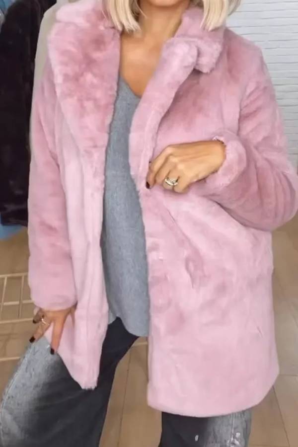 Faux fur collar loose coat