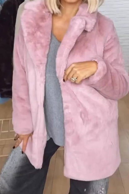 Faux fur collar loose coat