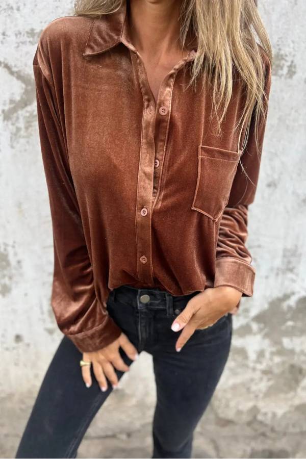 Chest Pocket Velvet Shirt