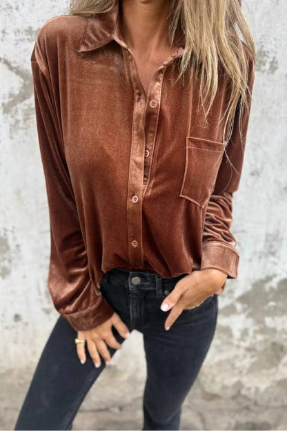 Chest Pocket Velvet Shirt