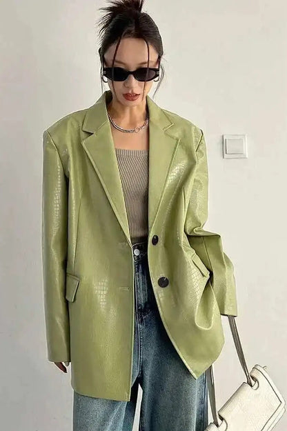 PU Leather Oversized Casual Blazer