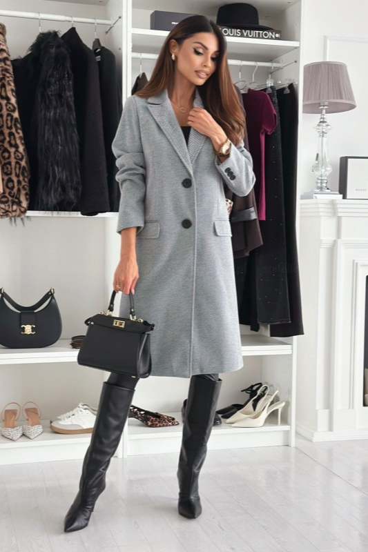 Explosive Model Plain Single Breasted Simple Woolen Long Sleeve Overcoat