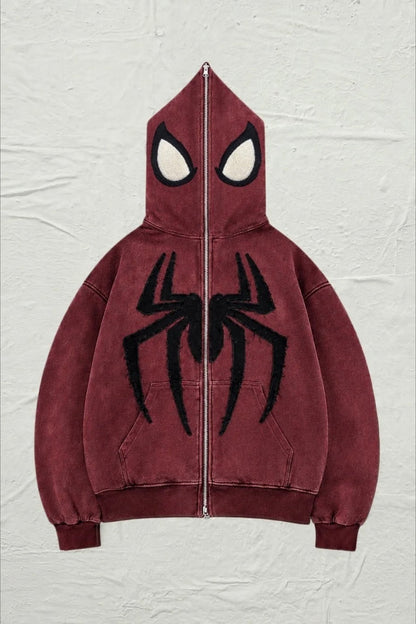 Spider Graphic Full Face Zip Hoodie