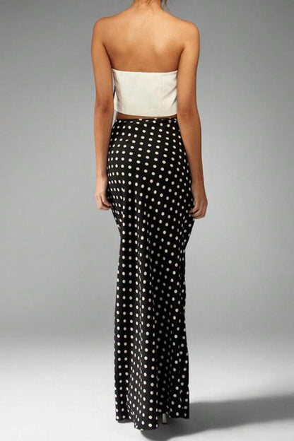 Polka Dot Office Bodycon Midi Skirt