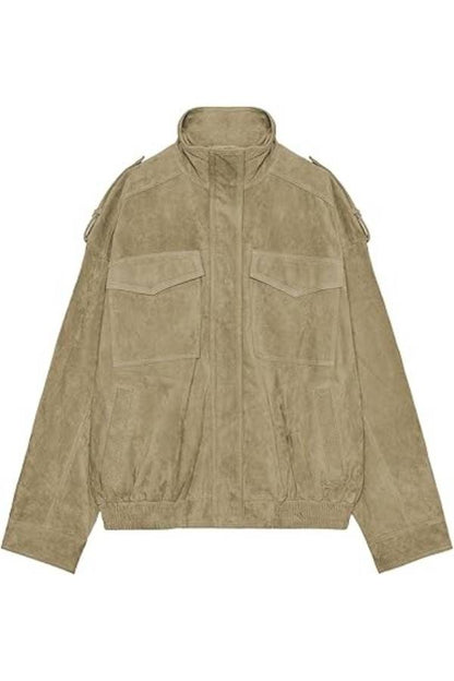 Workwear-style Stand-Collar Jacket