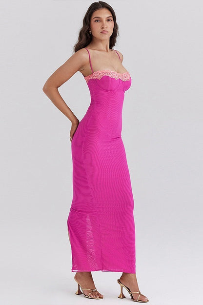 Surplice Lace Trim Slip Dress