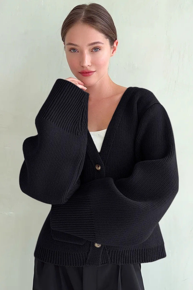 V Neck Pocket Detail Cardigan