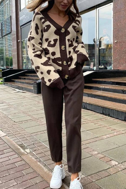 Soft Thick Leopard Knit Sweater Top
