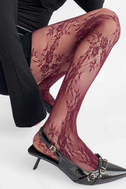 Retro Lace Grey Fishnet Tights