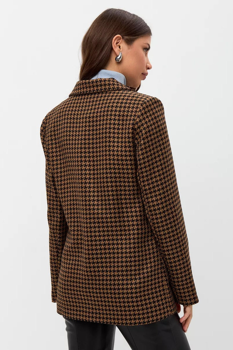 Casual Tweed Houndstooth Blazer