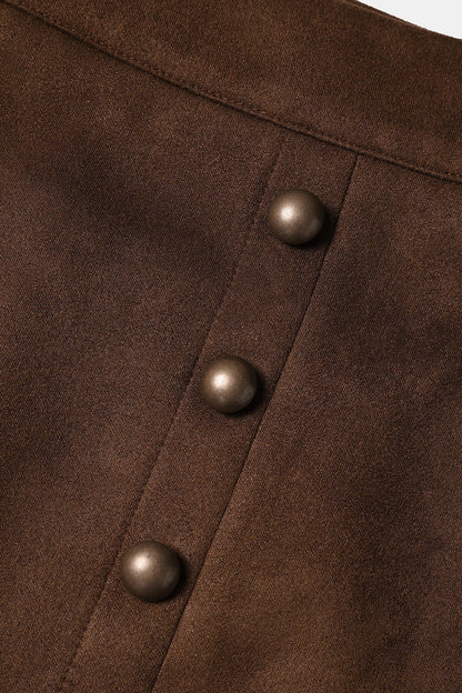 Solid Suede Bodycon Mini Skirt