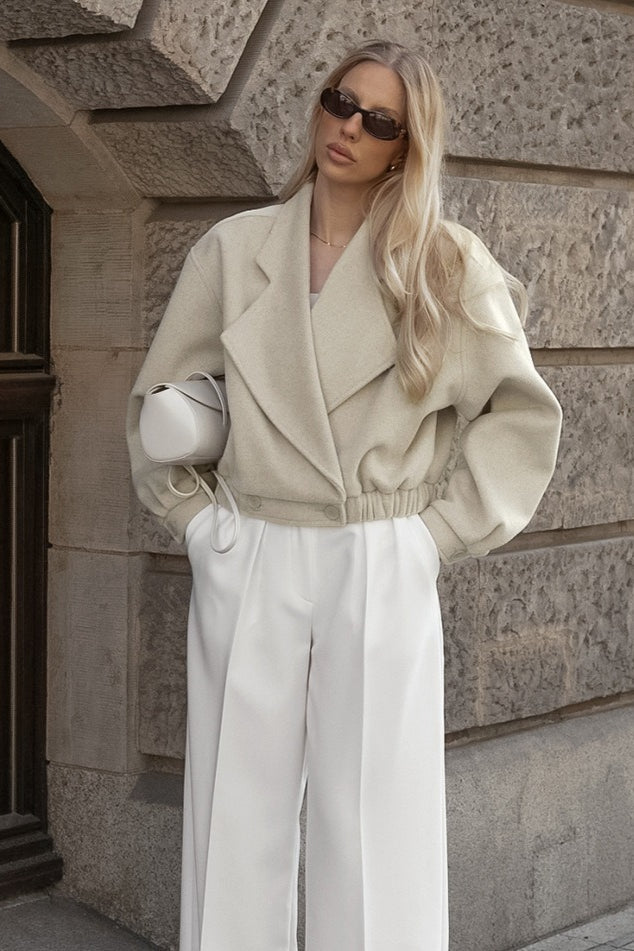 Office Ready Notch Lapel Wool Blend Coat