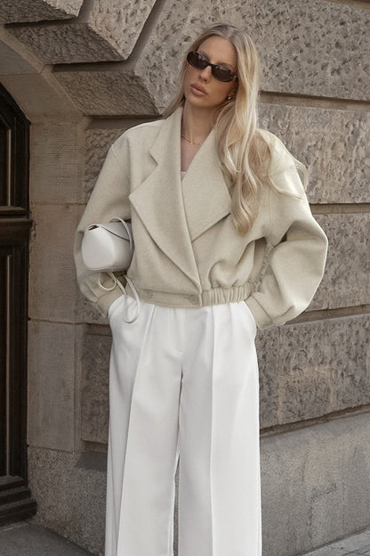 Office Ready Notch Lapel Wool Blend Coat