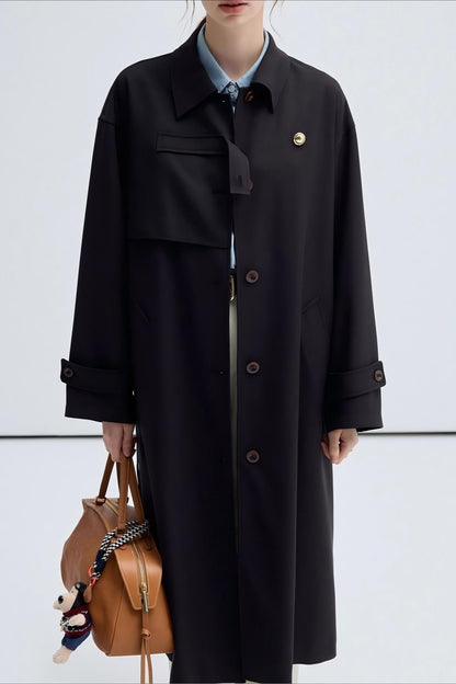 Midi Intellectual Trench Line Overcoat