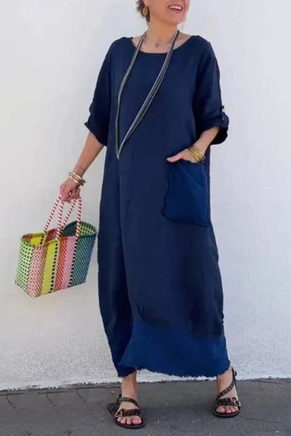 Cotton and Linen Patchwork Long Dress
