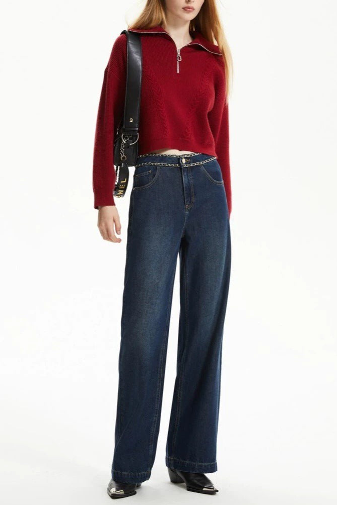 Short Cable Knit Pullover Sweater