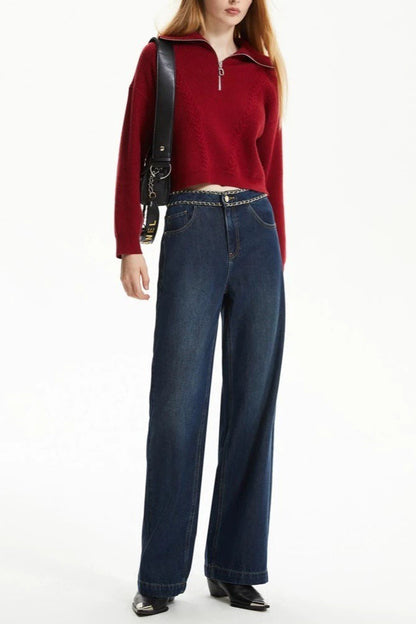Short Cable Knit Pullover Sweater
