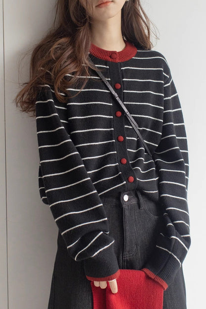 Colorblock Striped Casual Sweater