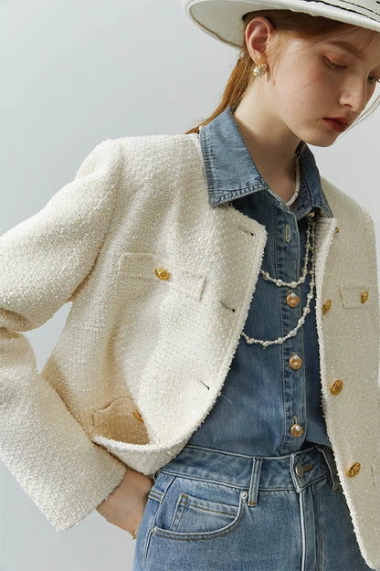 Soft Denim Casual V-Neck Jacket