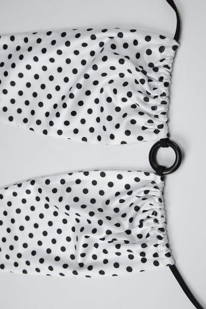 Retro Polka Dot Print Elegant Two Piece Swim Set