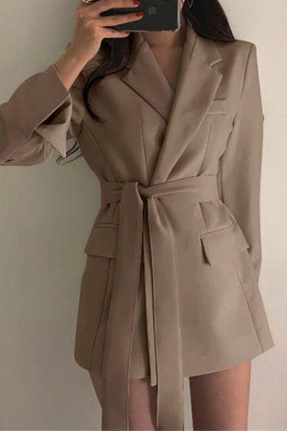 Belted Loose Fit Straight Blazer