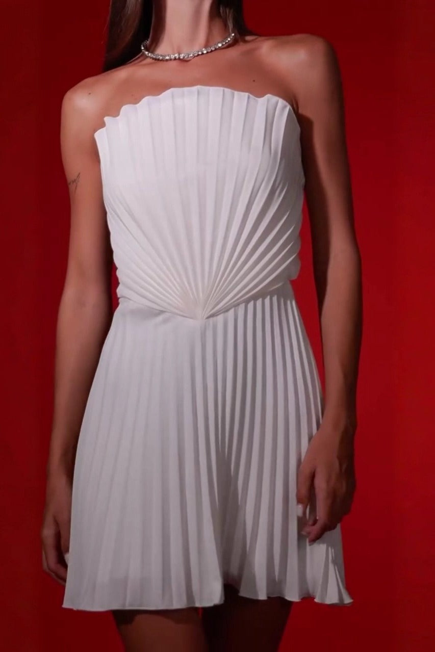 Chic Ruched Strapless Backless High Waist Cocktail Dress