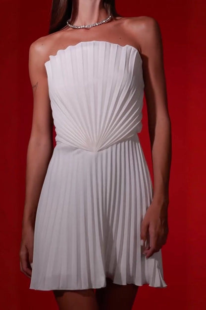 Chic Ruched Strapless Backless High Waist Cocktail Dress