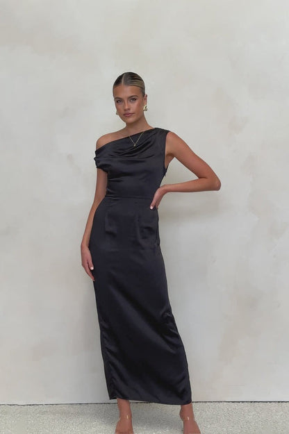 Solid Sleeveless Asymmetric Formal Dress