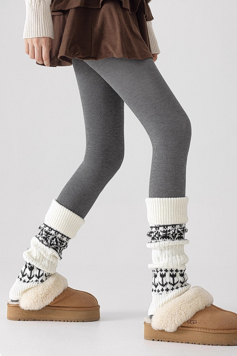 Patterned Cable Knit Leg Warmers