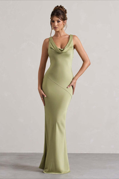 Satin Mermaid Low-Back Party Dress