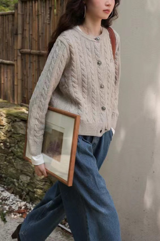 Fine Gauge Merino Cable Cardigan