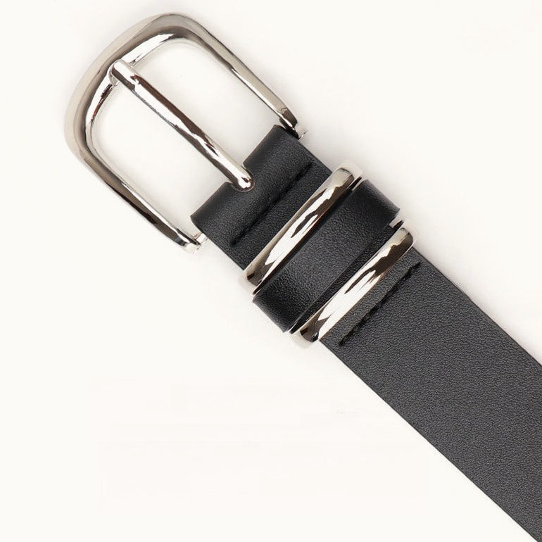 Minimal Textured Double Ring Buckle Waist Belt