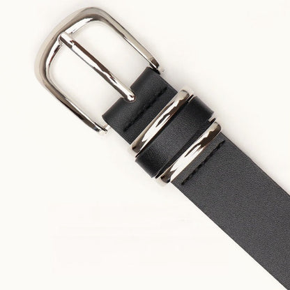 Minimal Textured Double Ring Buckle Waist Belt