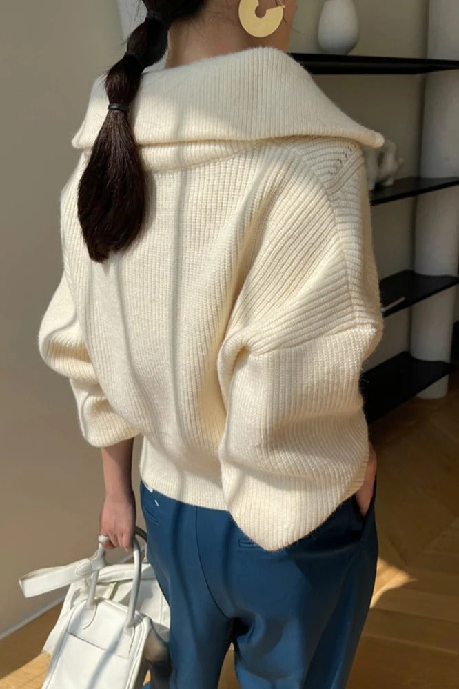Zip Front Relaxed Knit Cardigan