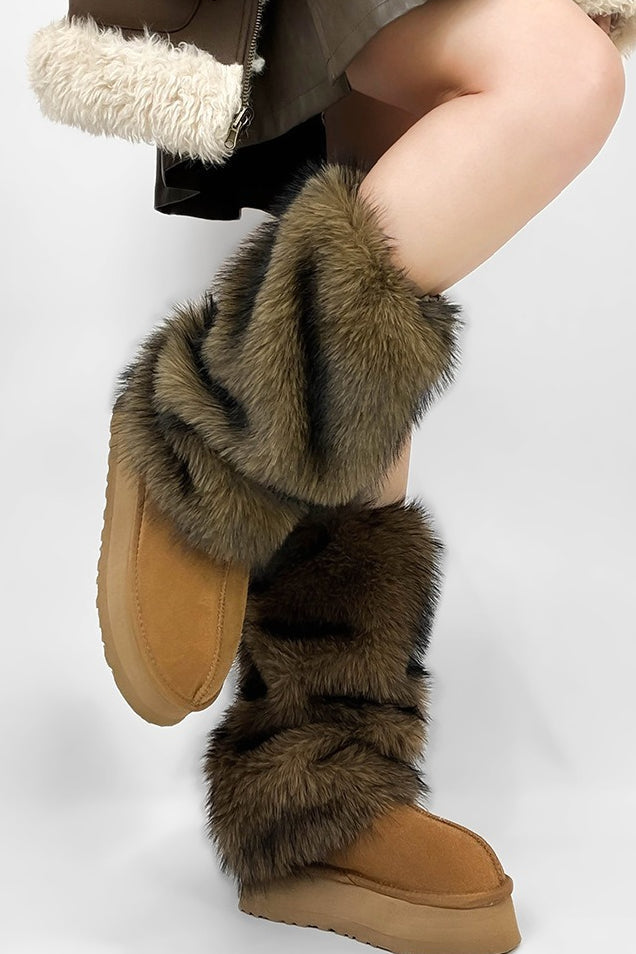 Raccoon Faux Fur Mid Calf Boot Cuffs