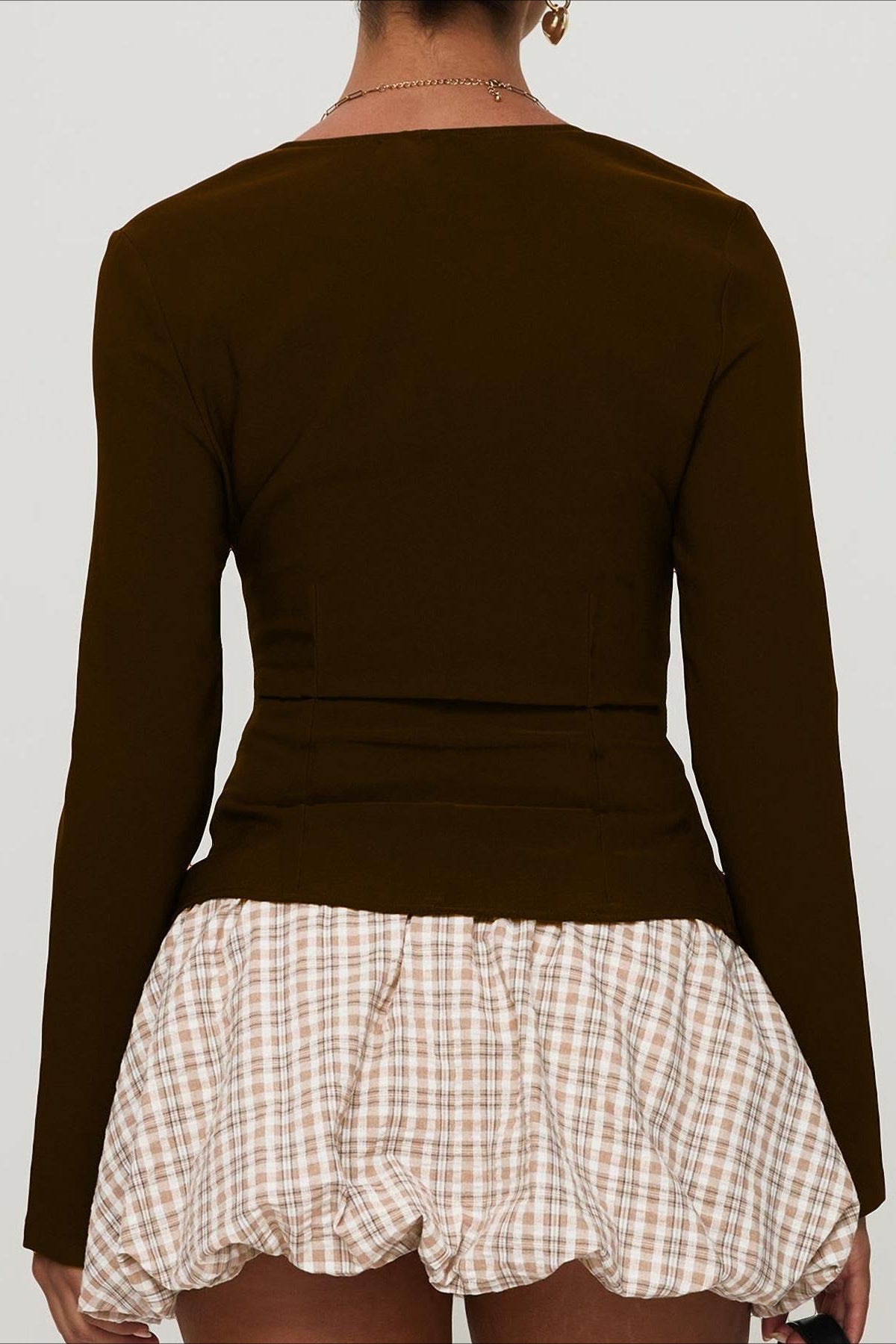 Single Button Knit Long Sleeve Blouse